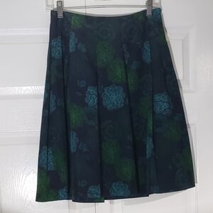 Liz Claiborne Floral Patterned Blue and Green Petite Skirt